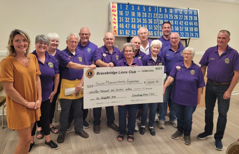 Lion’s Club Of Bracebridge Donates $19,500 To South Muskoka Hospital Foundation